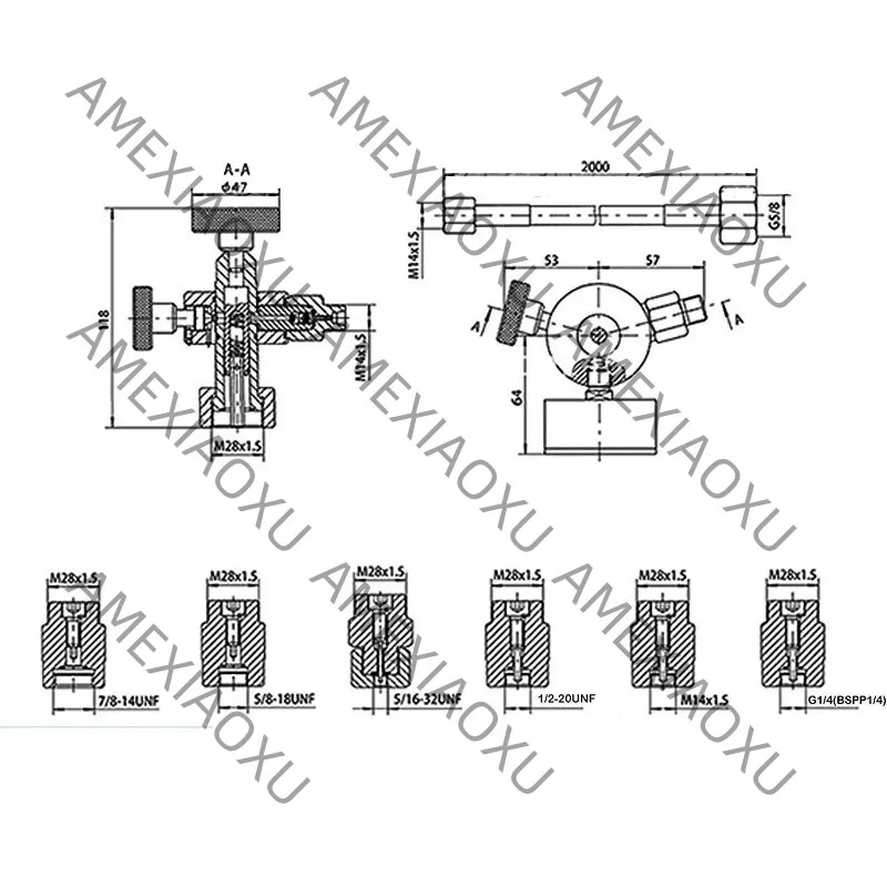 wanwu Hydraulic Gauge Test Kit Hydraulic Nitrogen Accumulator Charging System Gauge