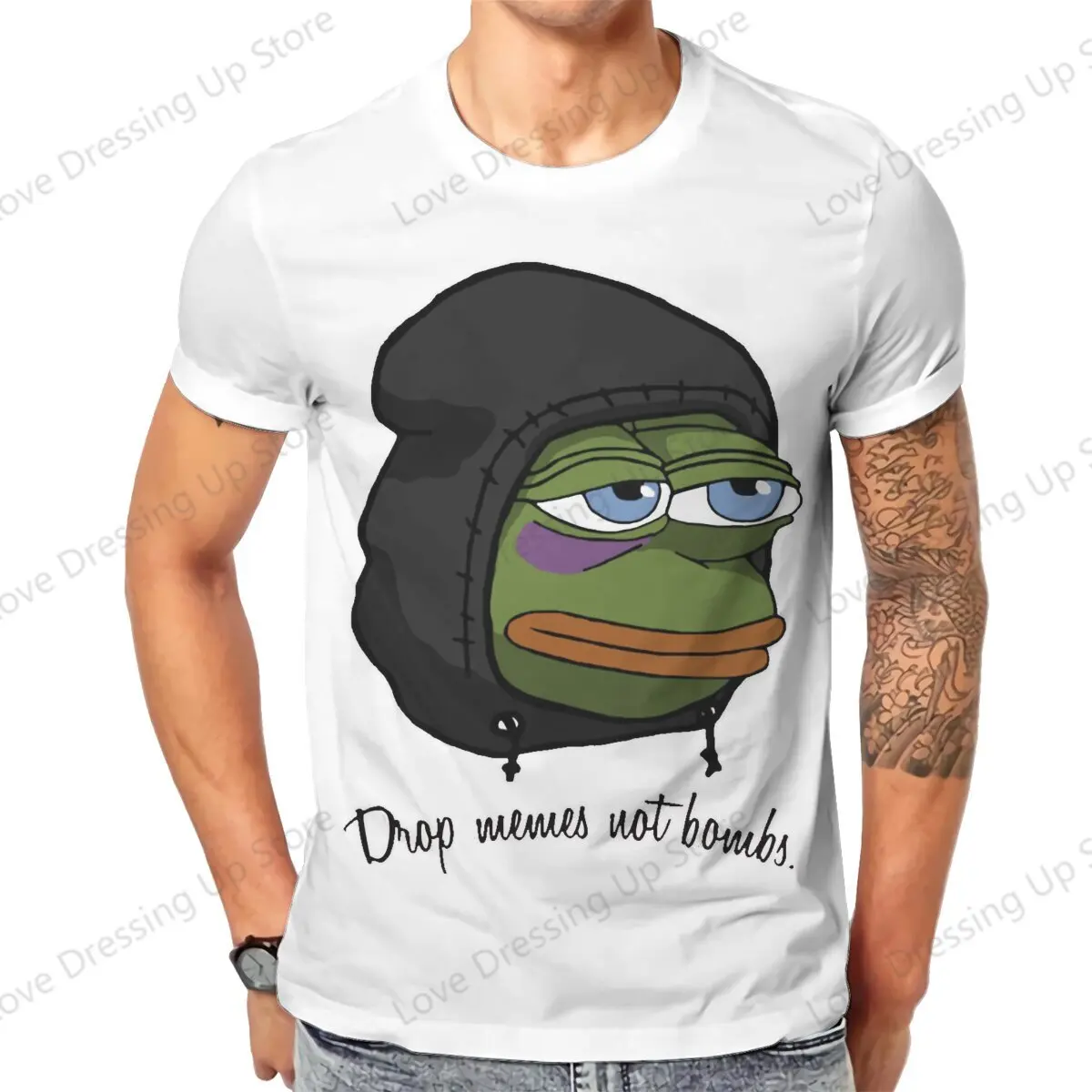 

100% Cotton T-shirt Loose Men T Shirts Pepe Bombs Summer Casual Short Sleeves S-6XL