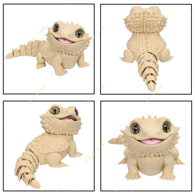 3D Printed Cute Bearded Dragon Figurine Lizard Statue Desktop Ornament Reptile Lover Gift Home Decor Animal Collection Craft