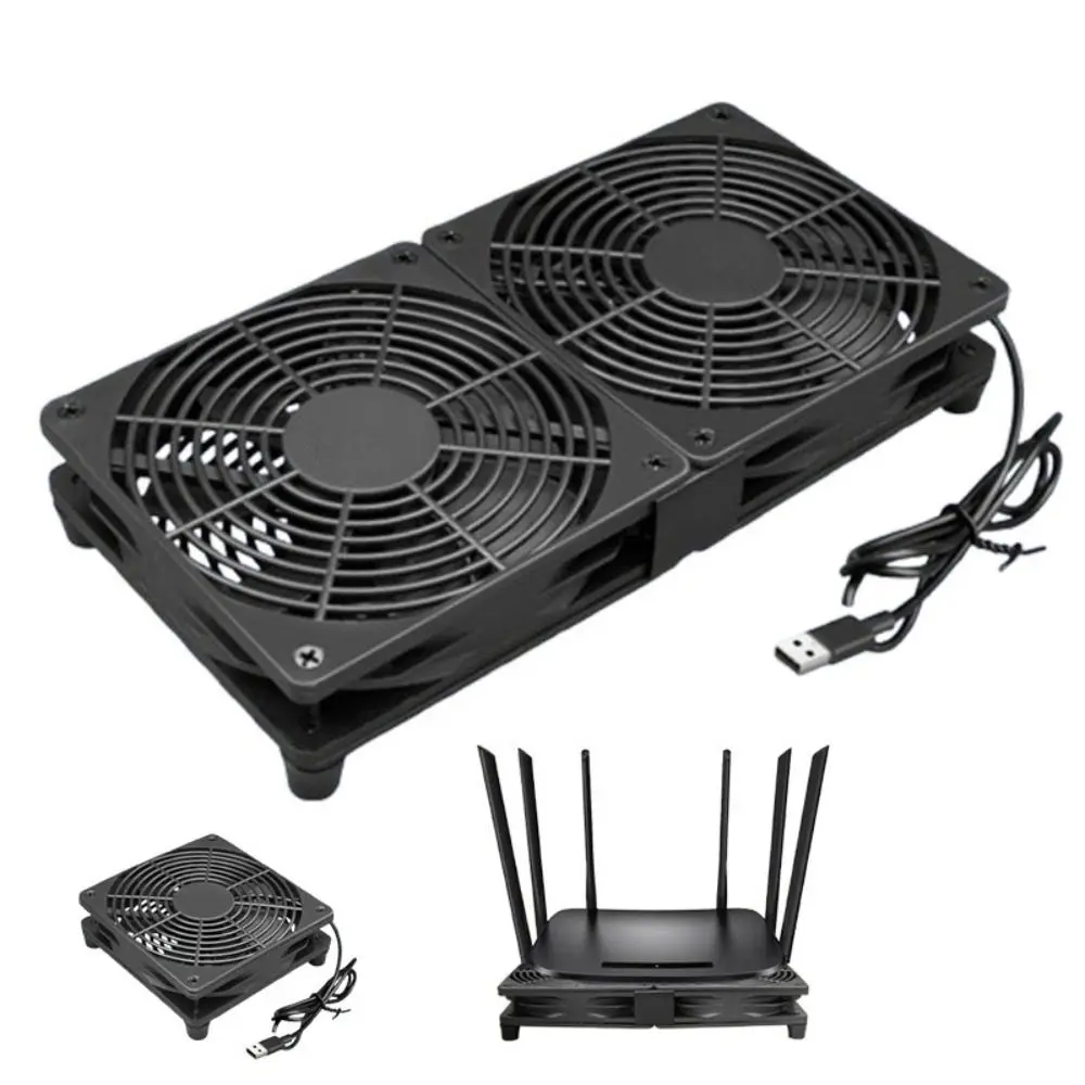 Professional USB Powered Electronic Cooling Fan DC 5V Dual Fan Modem Router Cooler DIY 80CM Cable Computer PC Fan DVR TV Box