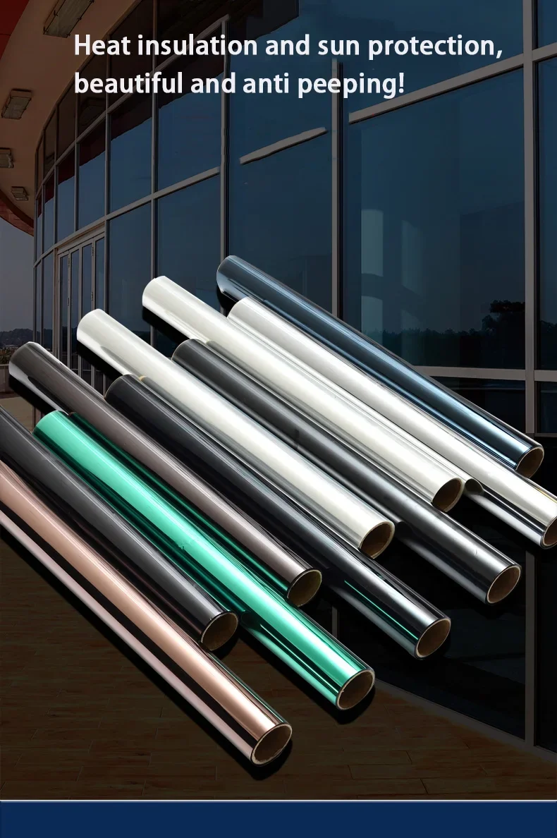

Multi size one-way mirror window film privacy sunscreen glass sticker thermal control reflective film self-adhesive window film