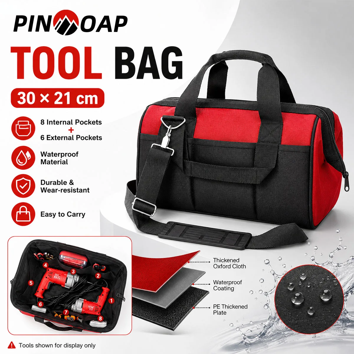 PINMOAP Electrician Tool Bag Portable Electrical Tool Organizer Pouch Multi Pocket Storage Bag For Wire Cutter Pliers Screwdrive
