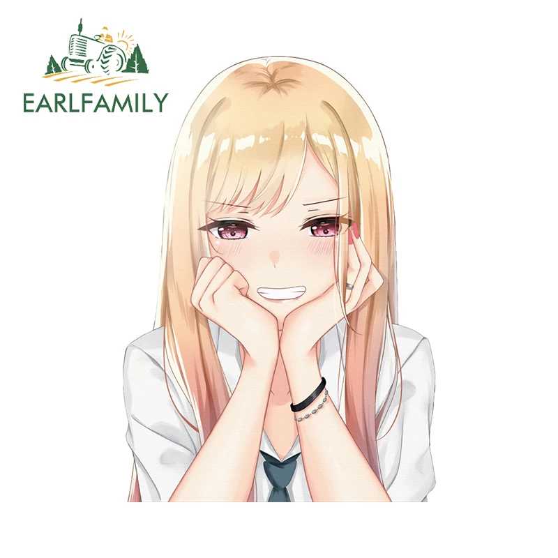 EARLFAMILY Kitagawa Marin Face Chibi Car Sticker Funny Cute Anime Interesting Stickers Windows Decal Vinyl Auto Decoration