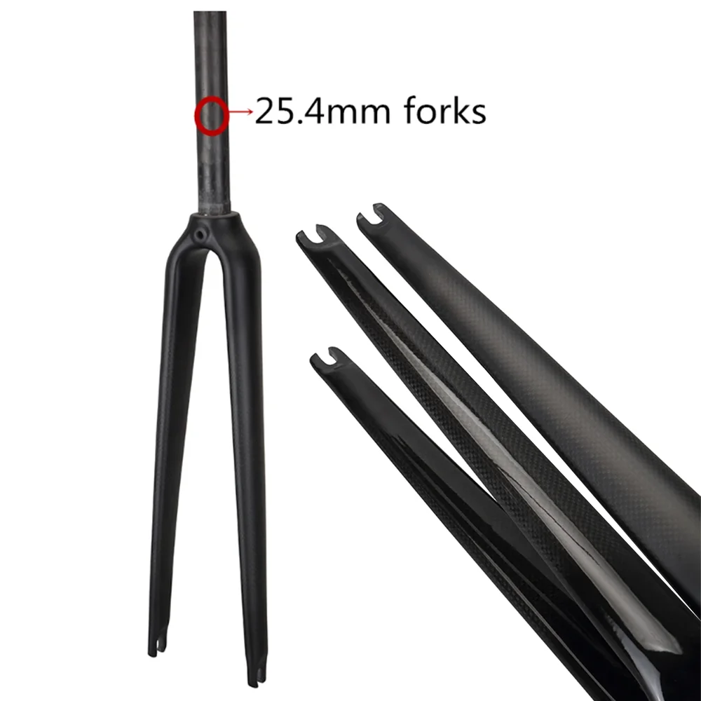 

BALUGOE Straight Road Bike Carbon Fiber Front Fork Hard Fork Quick Release Matte/Glossy 25.4mm Light 370g Riding Accessories