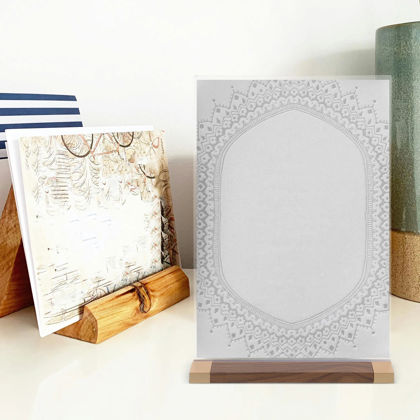 Soporte de nogal para letreros, portatarjetas para documentos, soportes acrílicos para tarjetas, soportes para carteles, expositor, 1 Uds.