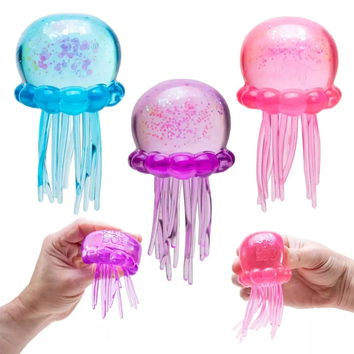 Maltose Filled Jellyfish Squeeze Toy, Glitter Filled Transparent Squishy Toy, Soft Slow Rebound Stress Relief Decompression Toy