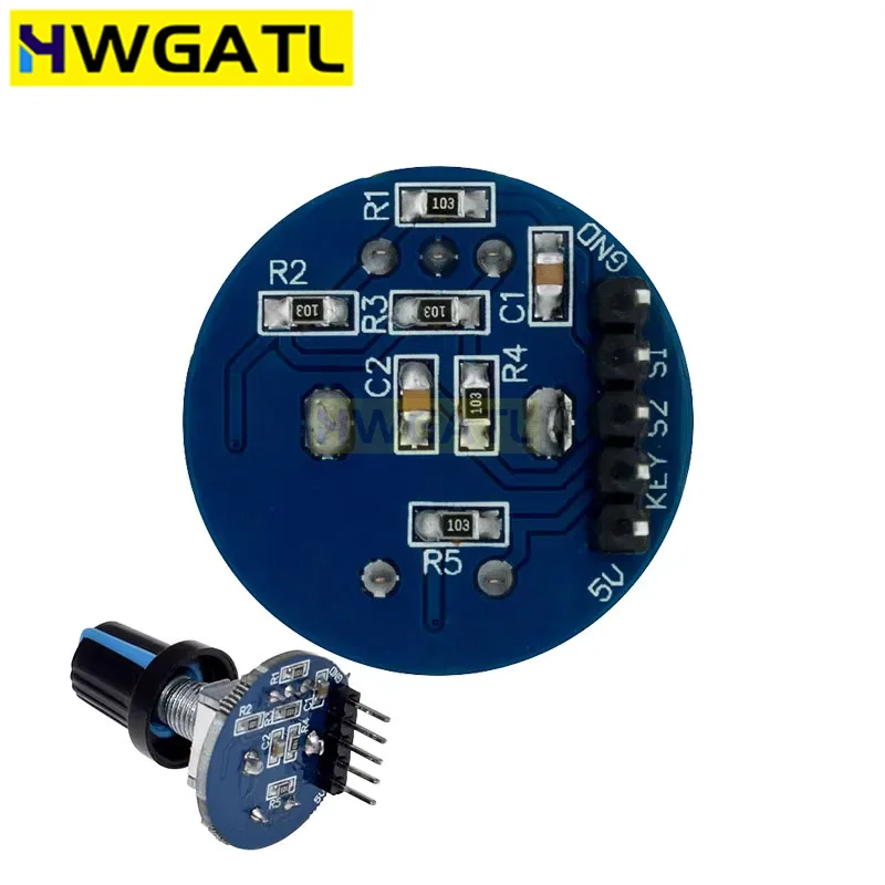 HWGATL Rotary Encoder Module for Arduino Brick Sensor Development Round Audio Rotating Potentiometer Knob Cap EC11