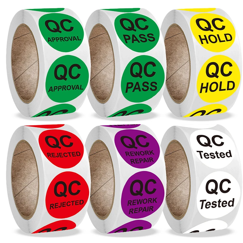 

500Pcs/Roll QC Quality Inspection Sticker 2.5cm/1inch Color Round Product Check Sticker Label For Business QC PASS/QC HOLD