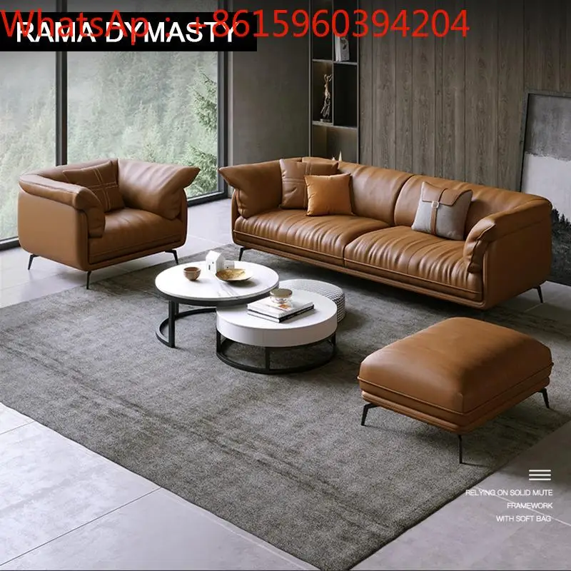 Custom Modern minimalist living room leather sofa Apartment Furniture set combination colors can be customized