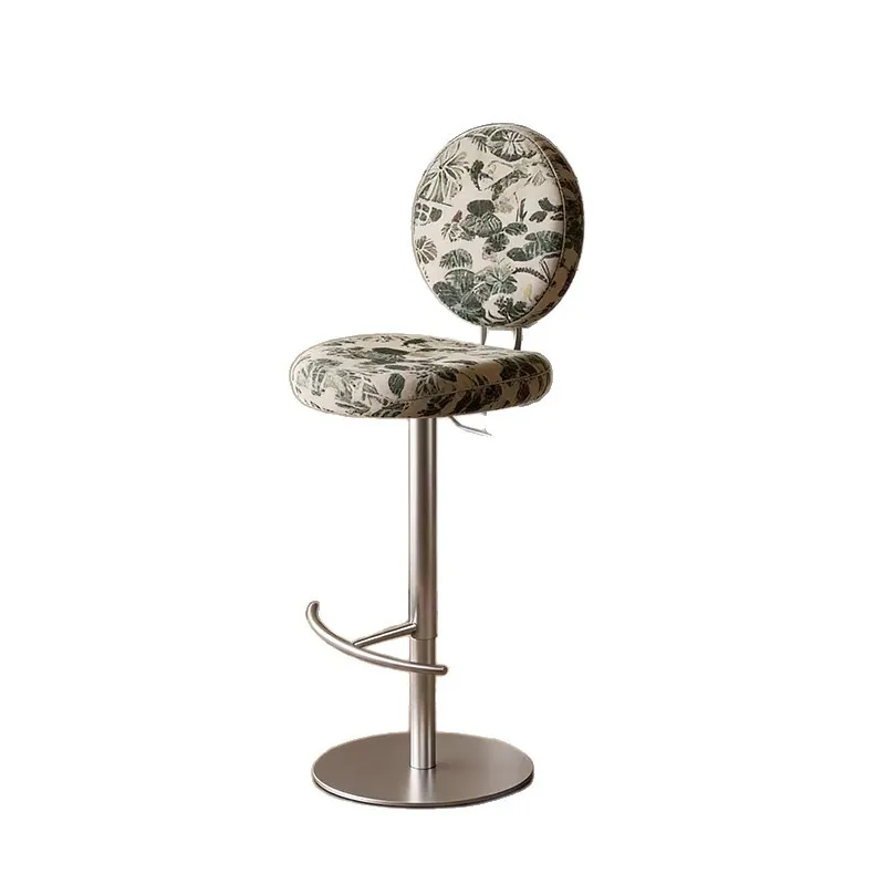 

Medieval designer blue bird bar chair high foot liftable rotating cafe stainless steel bar chair