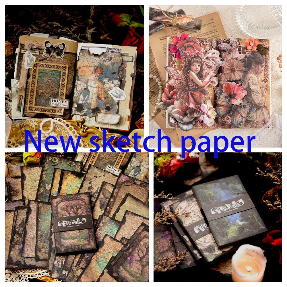 

Vintage Flower sketch paper Patterns Paper Postcards Material Paper Notes Series Decorative Cardmaking DIY Craft Supplies