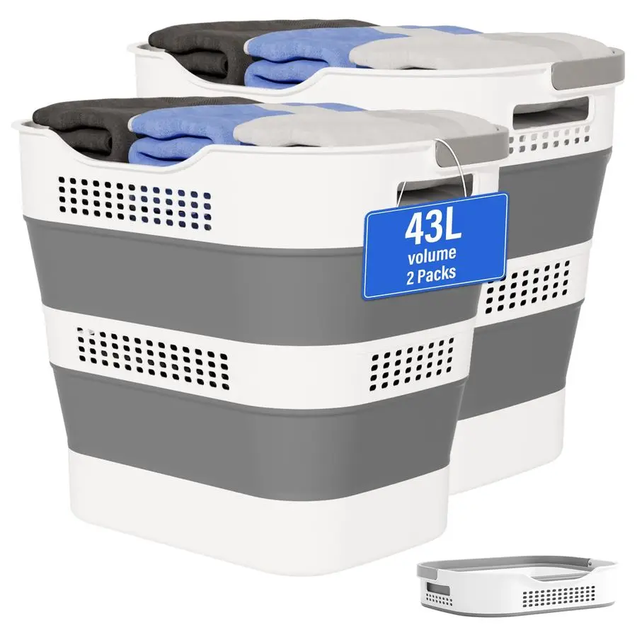 

Складные пластиковые корзины для белья, складной контейнер для хранения белья, складная корзина для белья с ручками, прочная, вместительная.