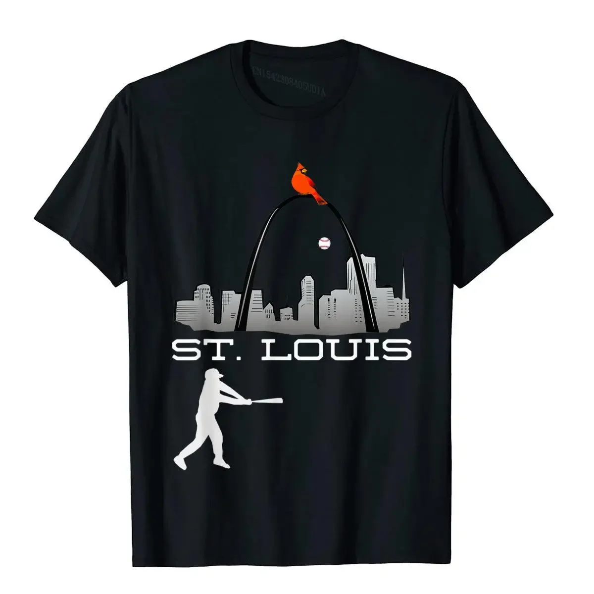 Saint Louis Red Cardinal Tshirt Skyline Baseball Player Tops Tees Slim Fit Camisa Cotton Men T Shirts Funny