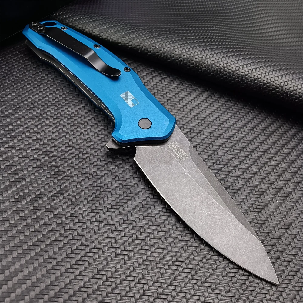 Blue Link Portable Folding Pocket Knife 9Cr13Mov Stonewash Blade T6 Aviation Aluminum Handle Camping Hunting Tactical EDC Tools