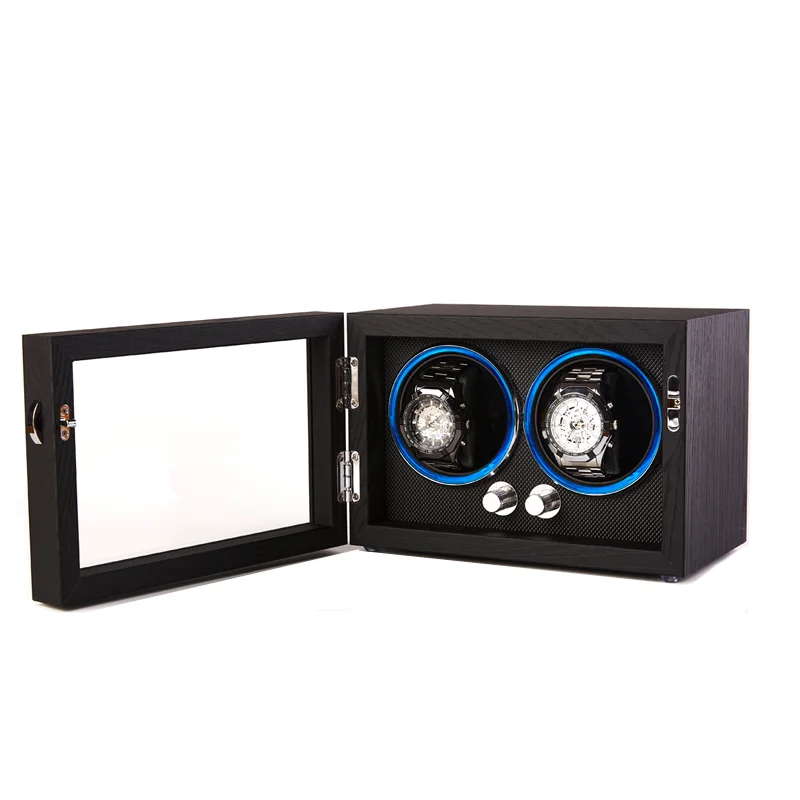 2024 New Embers New Matte Black 1 2 Slots Watch Winder Wooden Shaker Watch Box Automatic Winder Storage Case Mabuchi Motro
