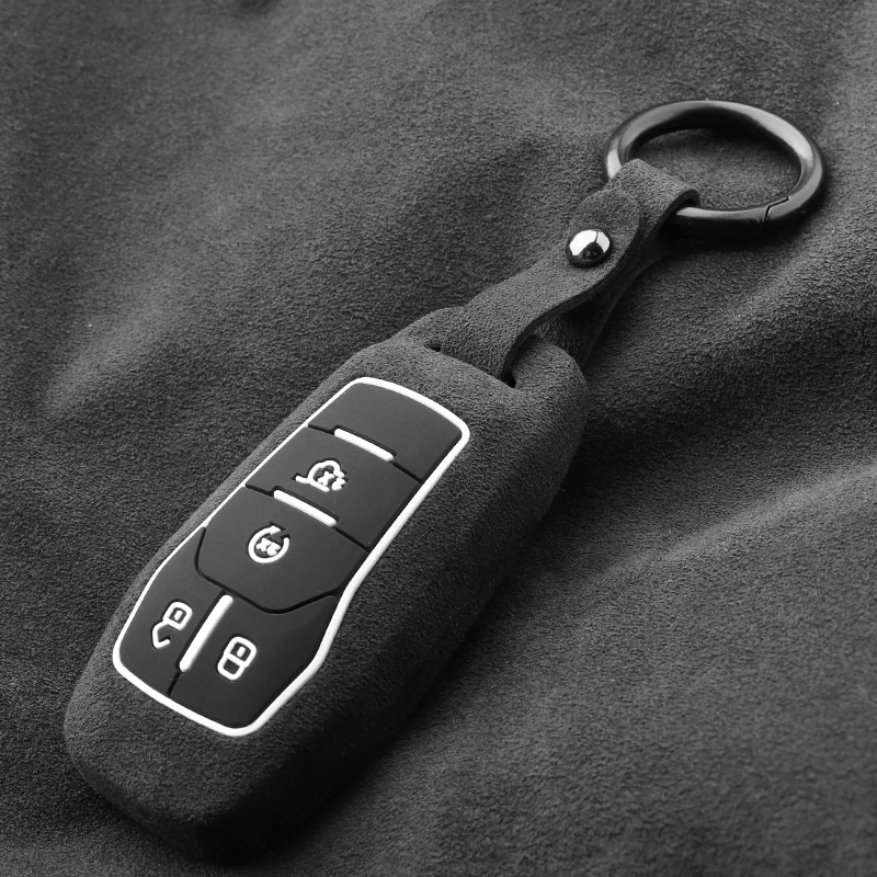 

Genuine Alcantara Leather For Ford Fusion Mondeo Mustang Explorer Edge EcoSport Lincoln Smart Remote Car Key Case Card Fob Cover