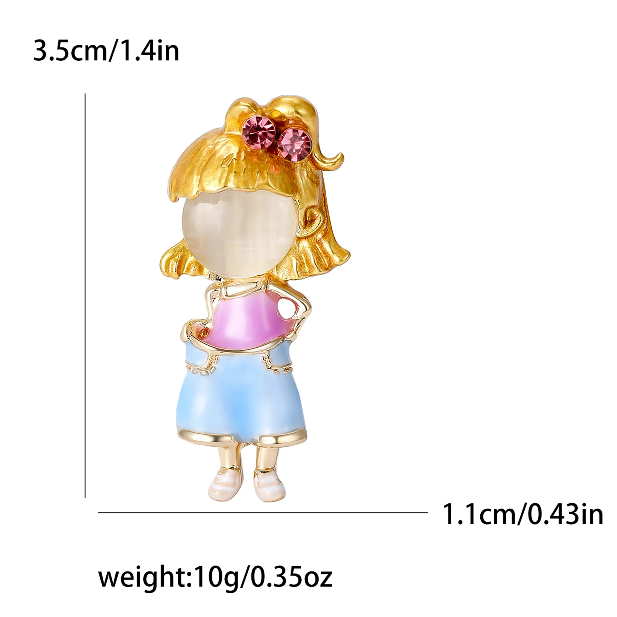 Cute Enamel Jeans Girl Brooches for Women Unisex Character Pins Office Party Gifts Accessories