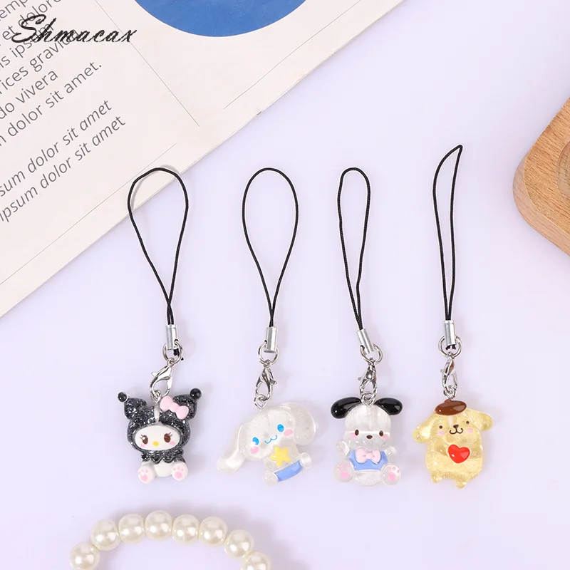 Sanrio Phone Pendant Melody Cinnamoroll Keychain Lanyard Kuromi Bag Charm Hello Kitty Hanging Rope Decoration