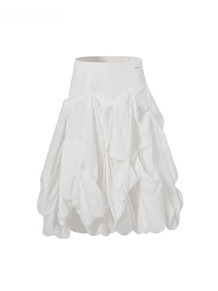 

Юбка-миди LEDIM WANG Весна 2026, белая, асимметричная, А-силуэт, женская, с частичной 3D-плиссировкой, повседневная, для свиданий и прогулок