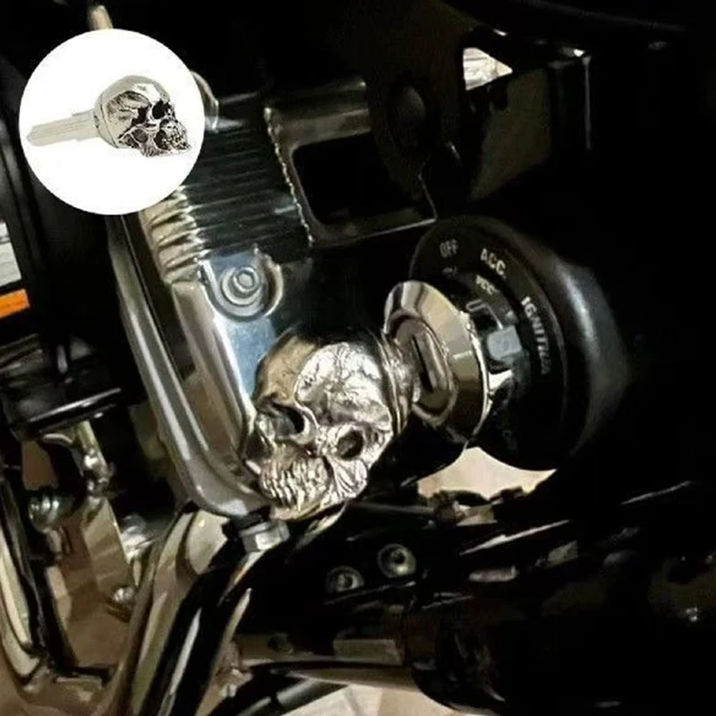 1PCS Metal Skull Head Key Accessory Universal Modified Key Cover For Motorcycle Most Key