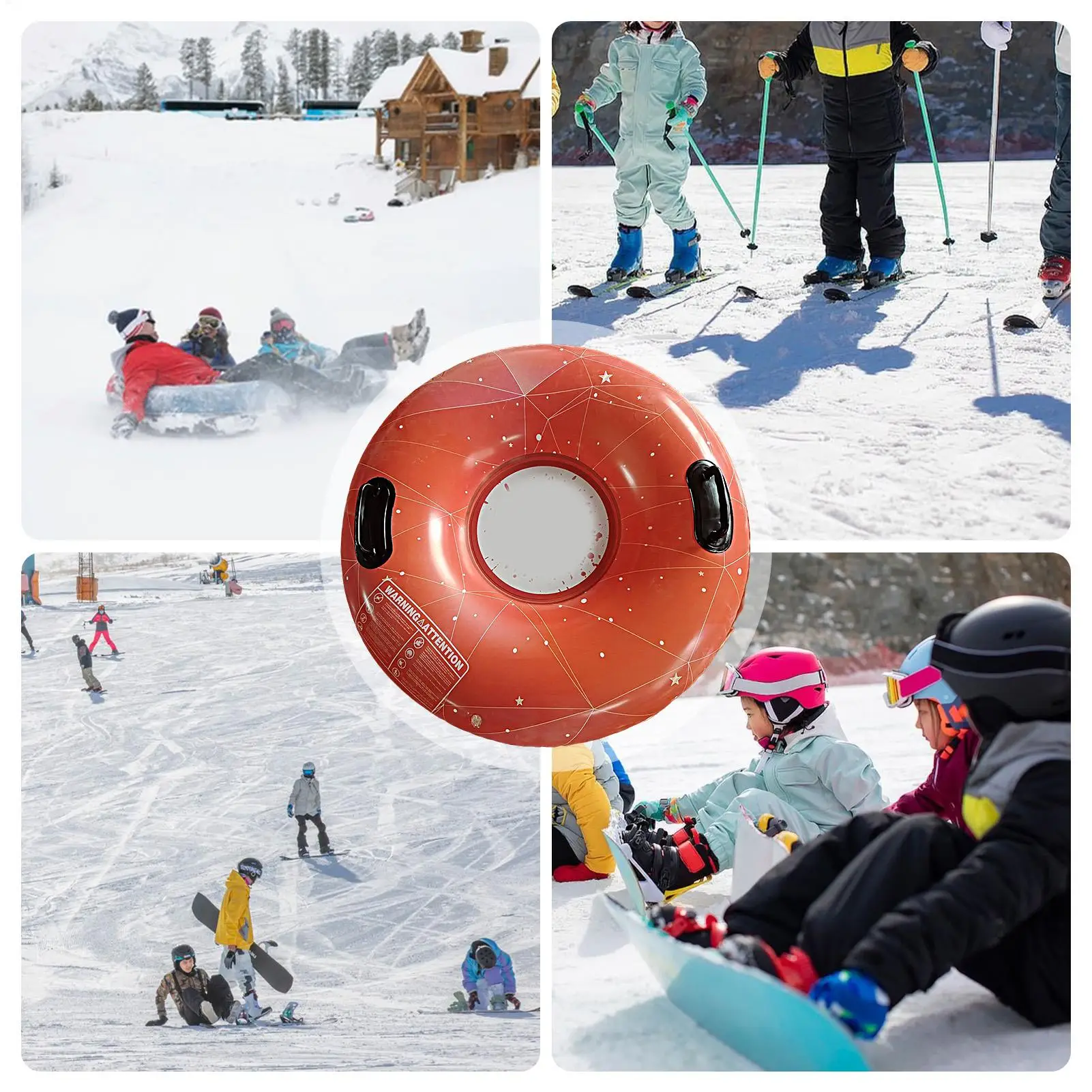 Надувное лыжное кольцо, лыжная трубка из ПВХ, утолщенная снежная трубка, зимняя снежная трубка с ручкой, прочная доска для снежных саней
