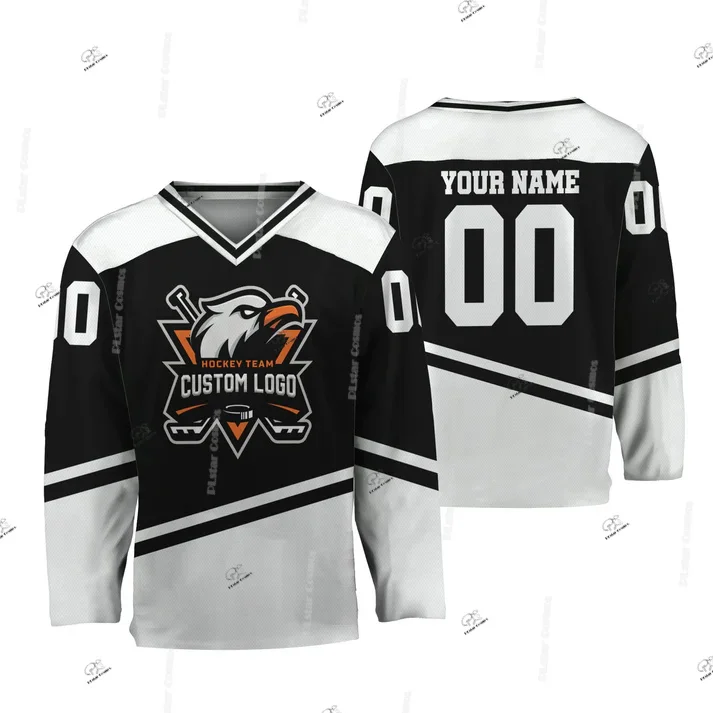 Custom Name Team Gradient Graffiti Hockey Jersey Shirts Vintage Retro 3DPrint Casual V-Neck Funny Pullover Breathable Colorful 6 view 6