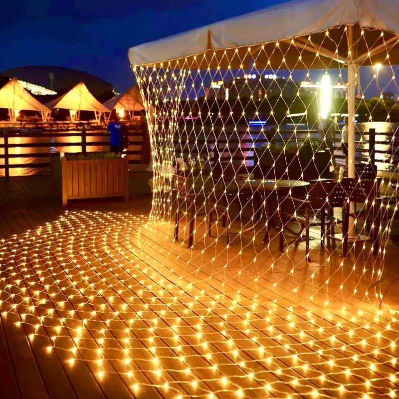 MEMEOKON LED Extra large net lights flash  Net light waterproof lamp series 10M*8M Christmas Wedding Festival Decorative lights