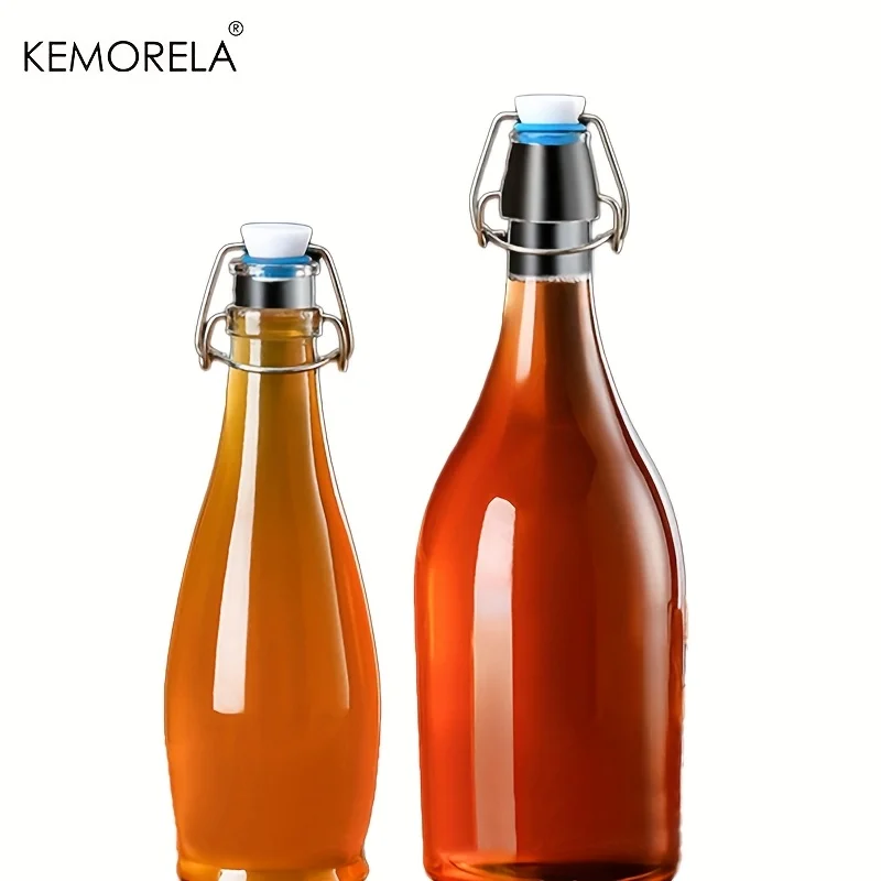KEMORELA 1 botella de bebida de vidrio esmerilado 500 ml/750 ml con tapa hermética con cerradura abatible para Kombucha Cold Brew café agua infundida