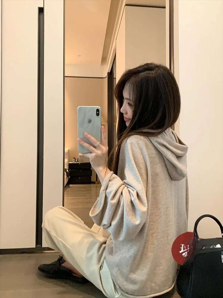 

Women's Loose Knitted Hat Sweater Double Woolen Fiber Mixed Casual Sle Long Sve round Ne Winter Comfortable Fit Top