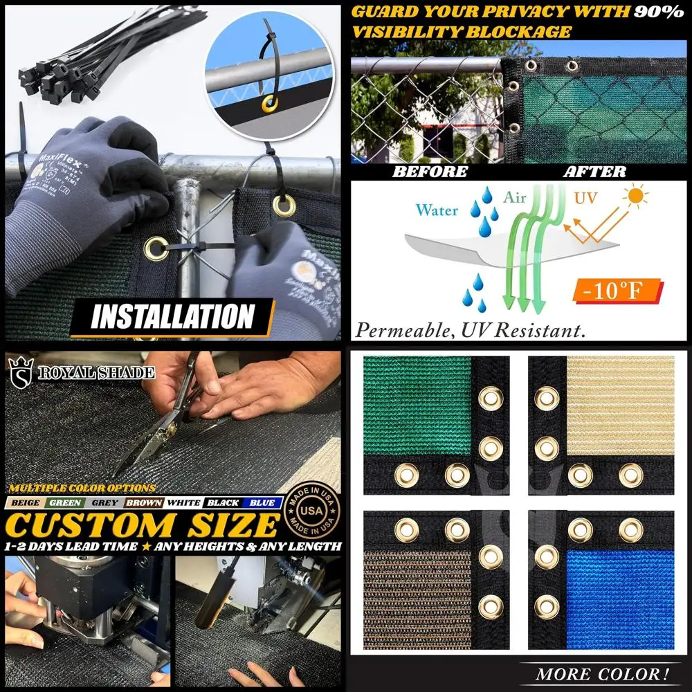 맞춤형 그린 프라이버시 펜스 스크린, 메쉬 패브릭 포함, 50x4', 케이블 및 지퍼 타이 포함