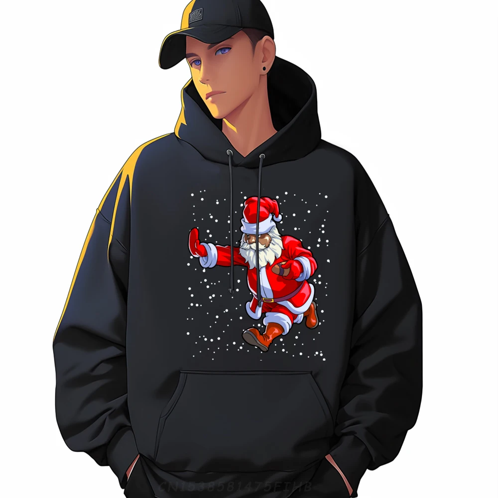 

Black African American Santa Claus Football Afro Christmas Big And Tall Sweatshirts White Hoodies Men