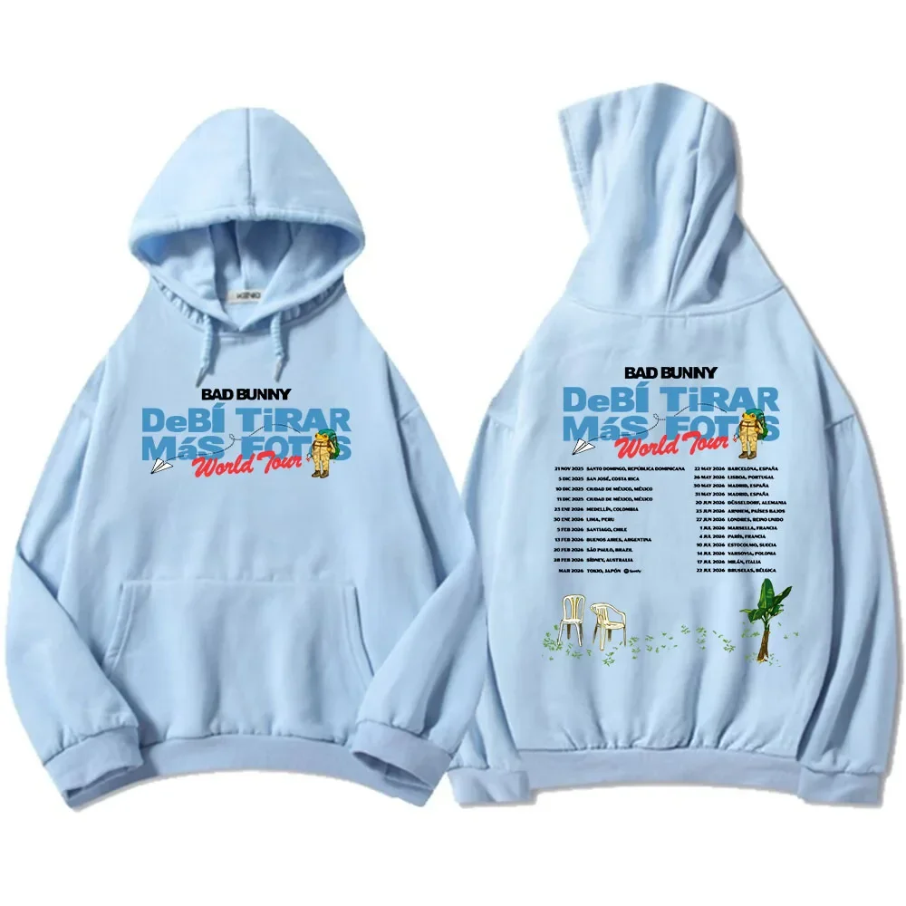 Bad Bunny Deb í Tirar M á s Fotos World Tour Hoodie Long Sleeve Hoodie Sportswear Unisex Street Wear Men's Printed Top