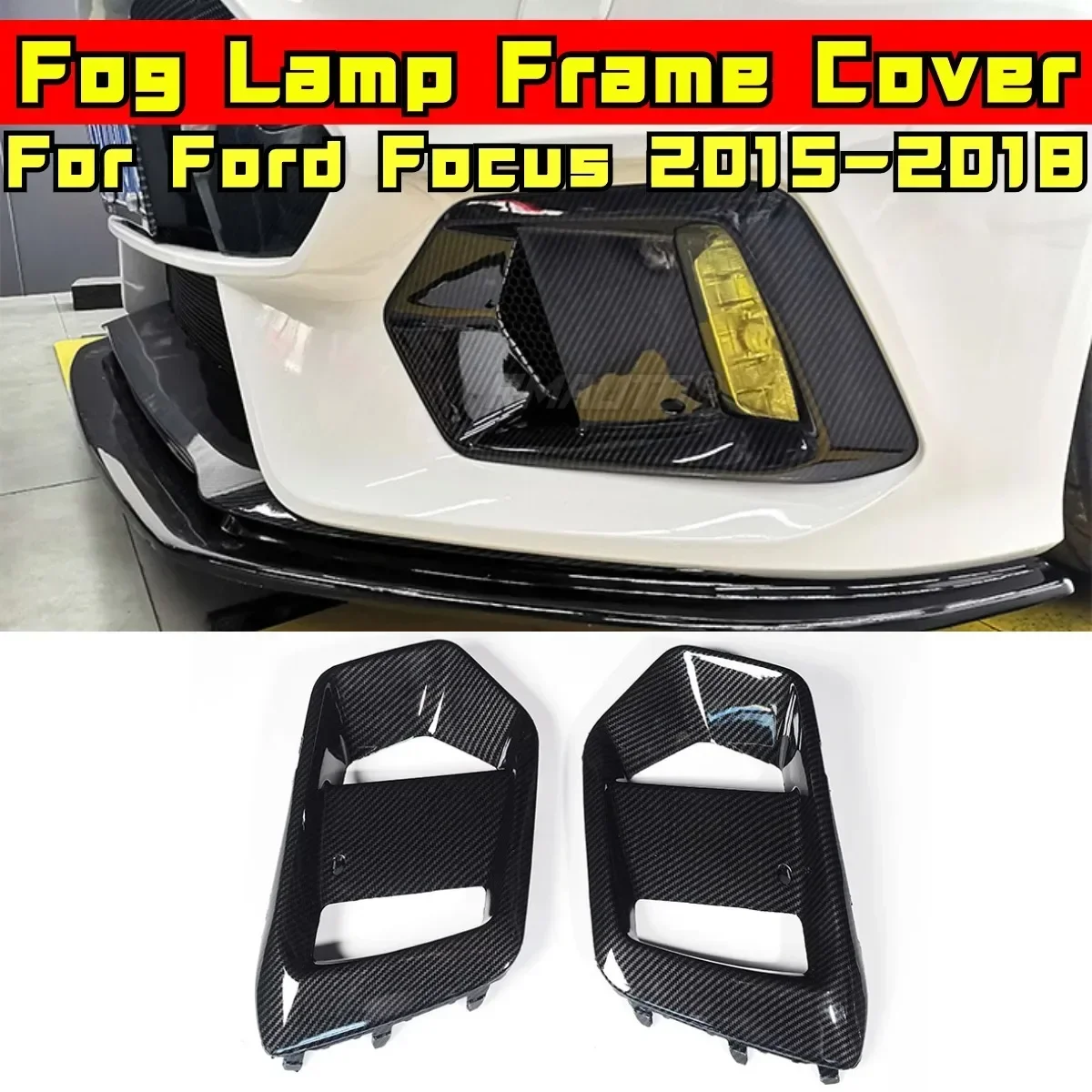 Focus Fog Lamp Frame Cover Carbon Fiber Look Style Foglight Frame Cover Body Kit For Ford Focus RS 2015-2018 Car Accessories