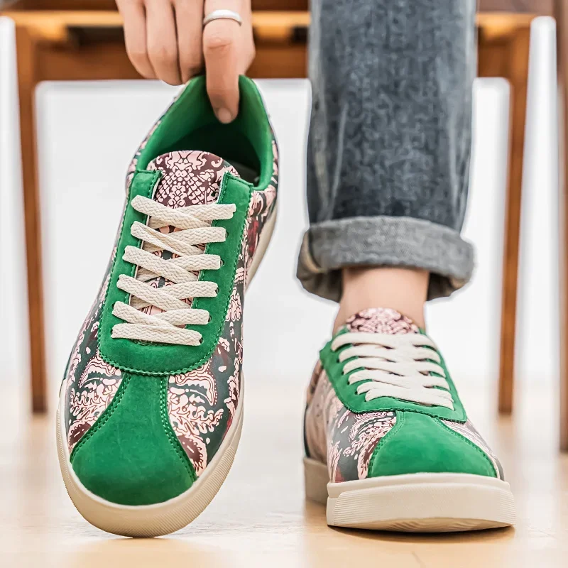 موضة جديدة مطبوعة الرجال أحذية رياضية كاجوال حجم كبير 47 منخفضة أعلى الأخضر أحذية التزلج للرجال تنفس أحذية رياضية من قماش القنب الرجال 2025 #4