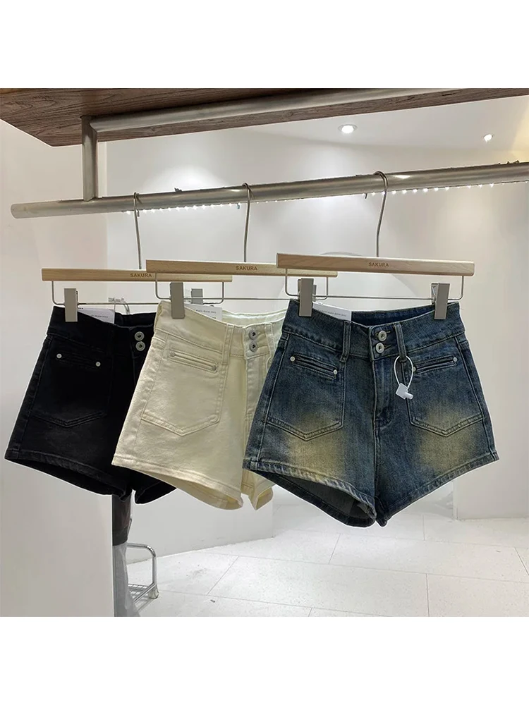 

Women Blue Denim Shorts Vintage Harajuku Mini Jeans Shorts Y2k 90s Aesthetic Streetwear Cowboy Short Pants 2000s Clothes Summer