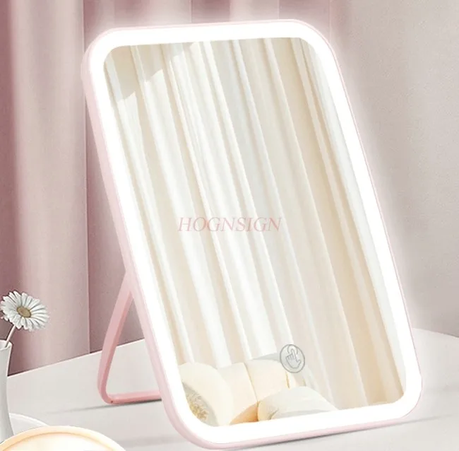LED makeup mirror desktop with light high-definition dressing mirror desktop portable foldable mirror