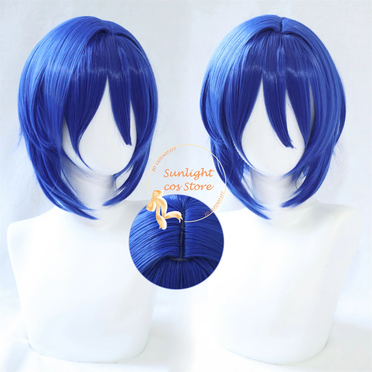 New Anime Kaito Cosplay Wig Scalp Blue Short Wig Heat Resistant Synthetic Hair Unisex Halloween Party Wigs + Wig Cap