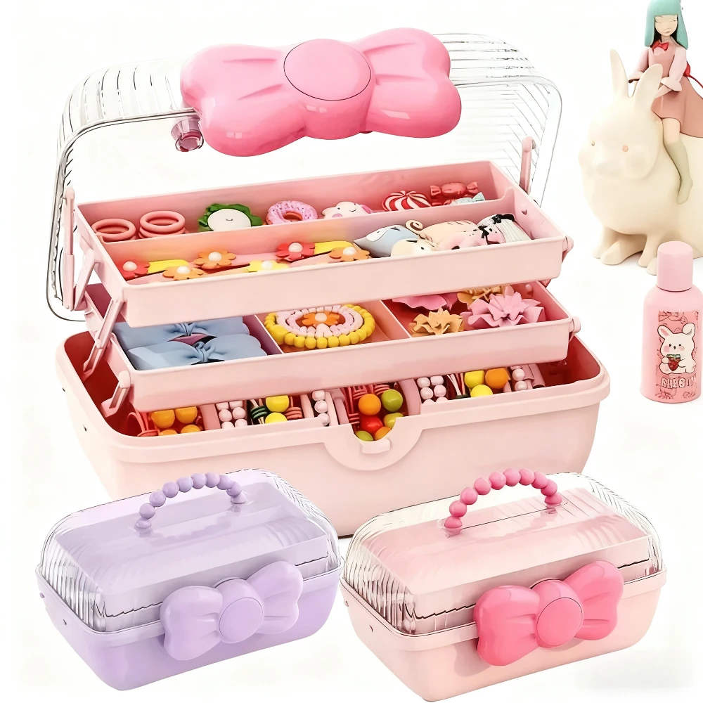 

Girl Hair Accessories Storage Box Portable Jewelry Storage Box for Hair Ties Hair Pins Barrette Hair Bows Scrunchies