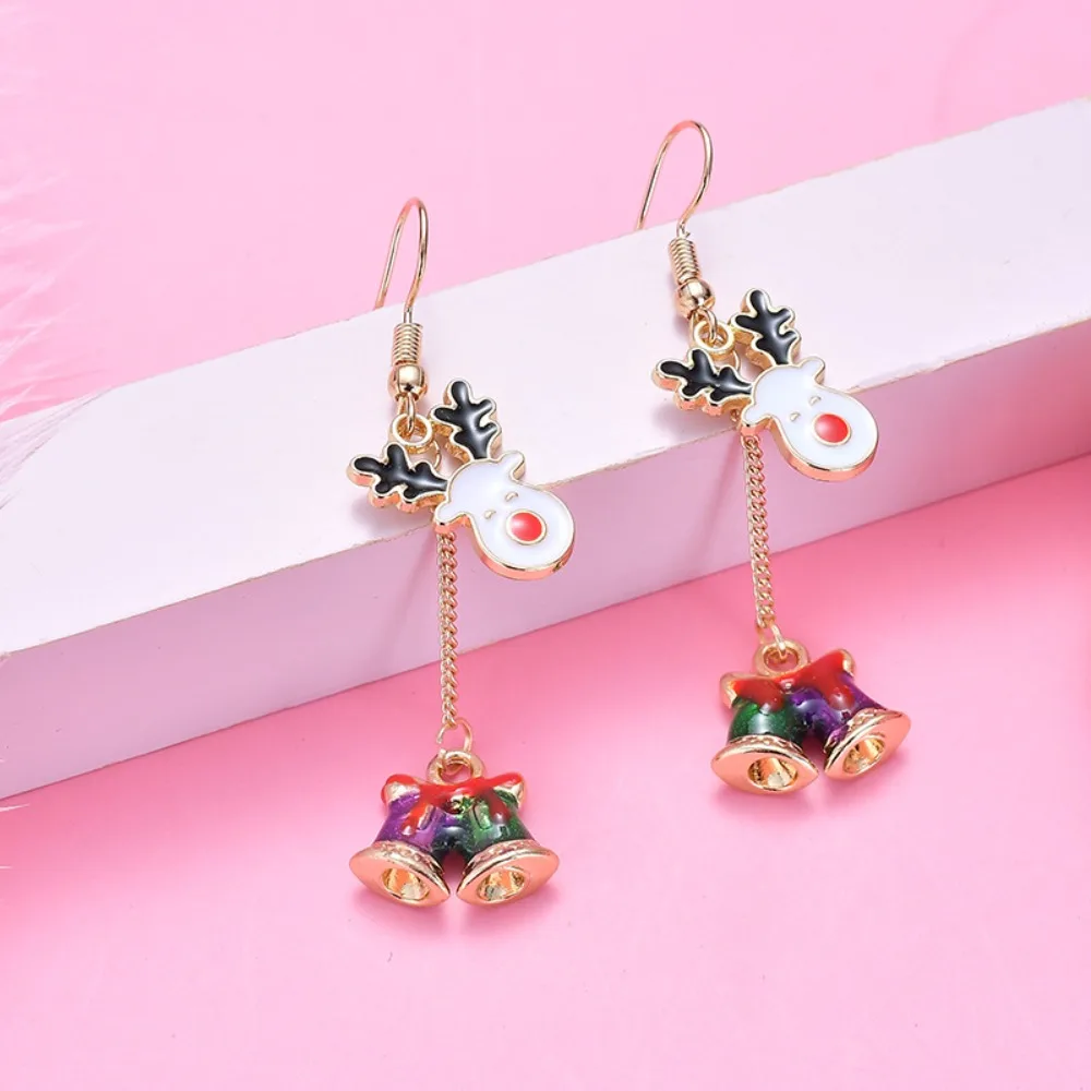 

Rhinestone Christmas Earrings Set Bell Pearl Xmas Dangle Earrings Trendy Hollow Out Christmas Tree Dangle Earrings Accessories