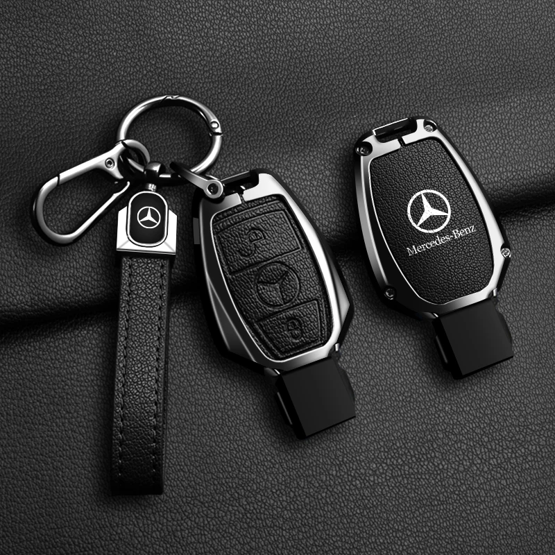 가죽 자동차 키 케이스 커버 거치대 보호대, 메르세데스 벤츠 A B C E 클래스 GLS GLA GLK GLC CLS CLA AMG W204 W205 W212 W463 W176