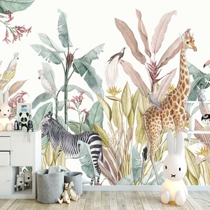 Milofi-Professional 3D grande papel de parede para crianças, floresta nórdica mural, parede de fundo pintados à mão, ilustração animal pequeno 8 principais vendas papel de parede largo - №7