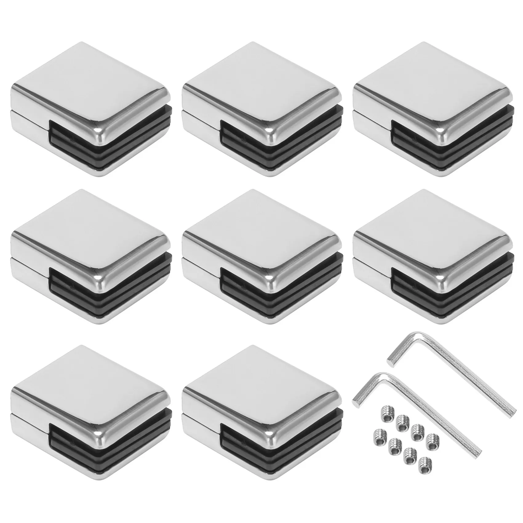 Glass Clamp 8-10Mm 8PCS Stainless Steel 304 Glass Clamps Adjustable Glass Bracket Flat Back For Balustrade Staircase-B51B