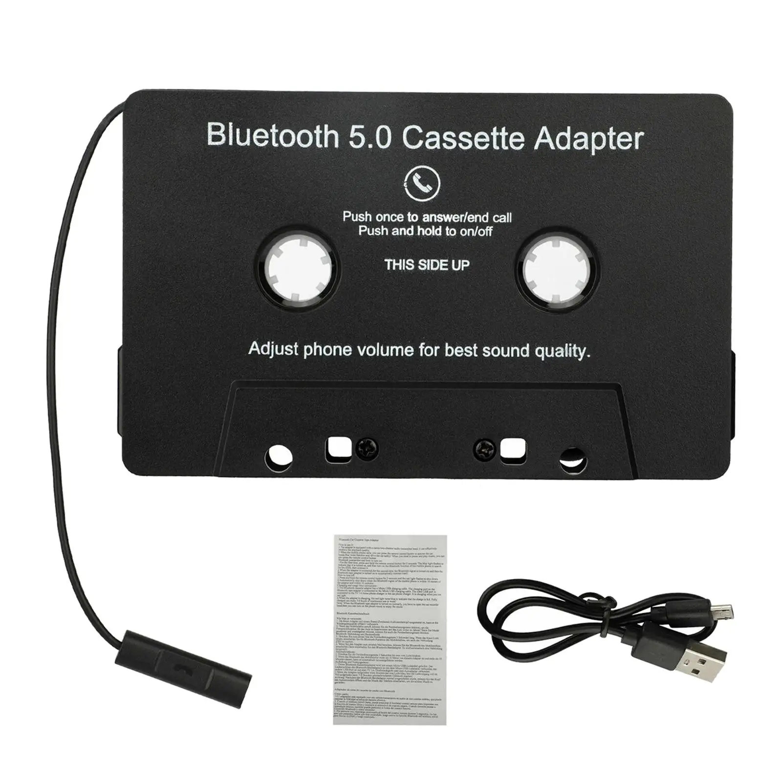 Adaptador Universal de casete Bluetooth a Aux con Audio Estéreo Premium con batería integrada, adaptador de casete para teléfono inteligente