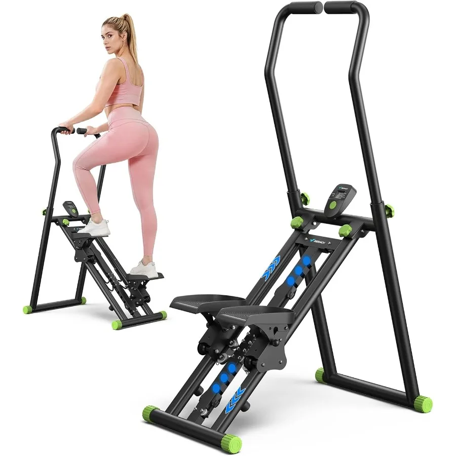 Foldable Stair Stepper with 9-Level Adjustable Resistance, 330LBS Capacity, 3-Level Height-Adjustable Handlebars, Quiet Full-Body Climber