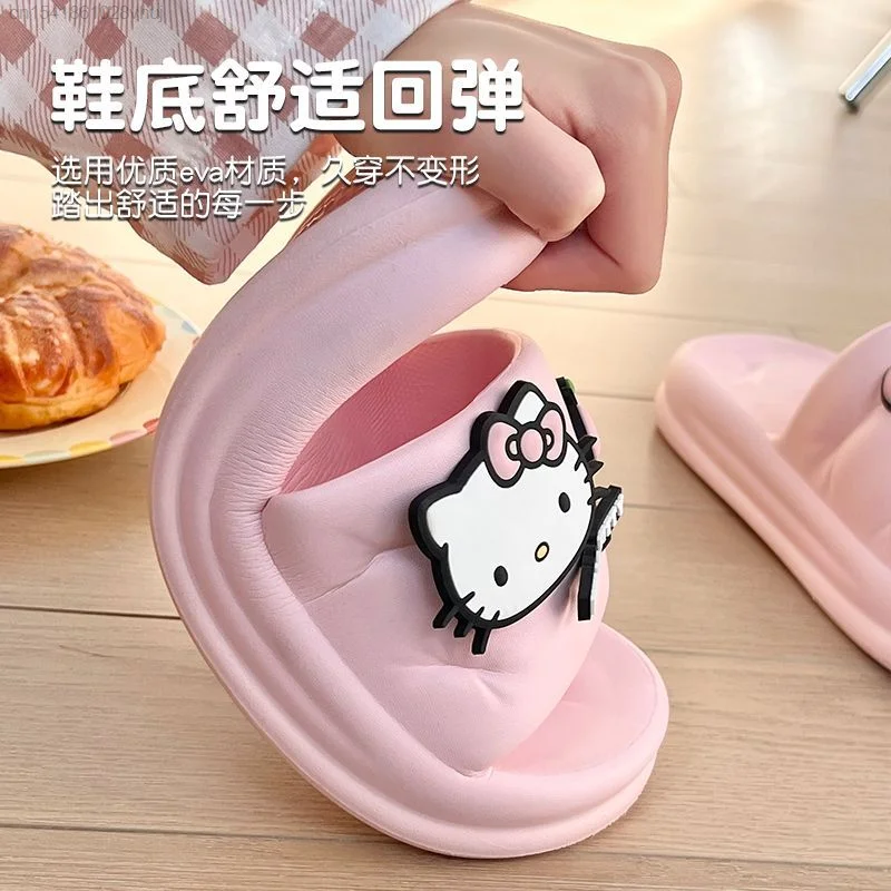 Sanrio Hello Kitty Cinnamoroll Kawaii New Slippers Women Summer Non Slip Bathroom Shower Slippers Kuromi Beach Shoes Y2k Girls