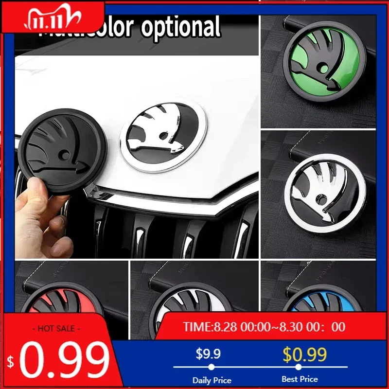 

Skoda 2026 Hot 8/9cm Car Emblem Front Hood Badge Trunk Sticker Accessories For Skoda Octavia Kodiaq Enyaq iV Kamiq Scala Superb