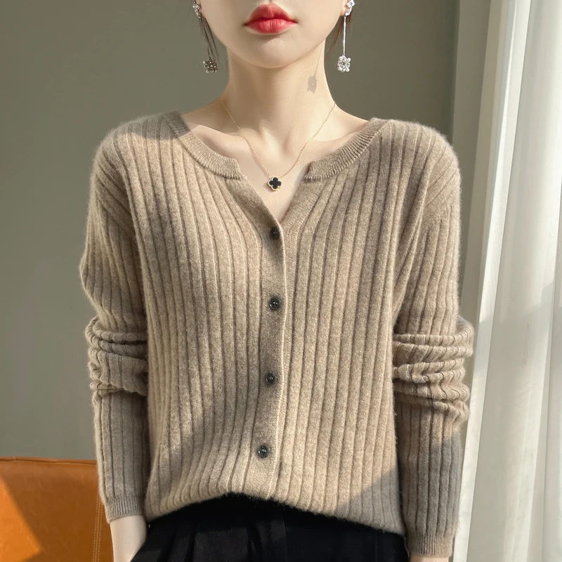 2024 Spring and Autumn New Cashmere Cardigan Coat Female Knitted Cardigan Women Cashmere Cardigan Sweater