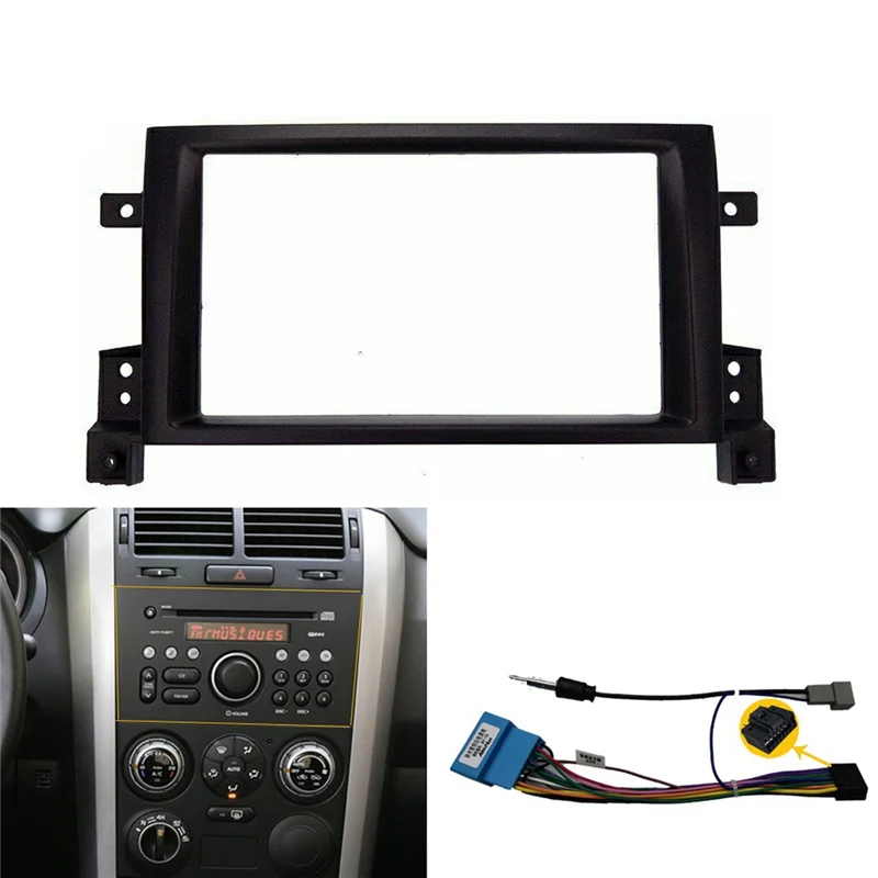 Bingkai Panel Fascia Radio Stereo 2Din untuk Suzuki Grand Vitara 2005-2015 bingkai Radio otomatis GPS mobil