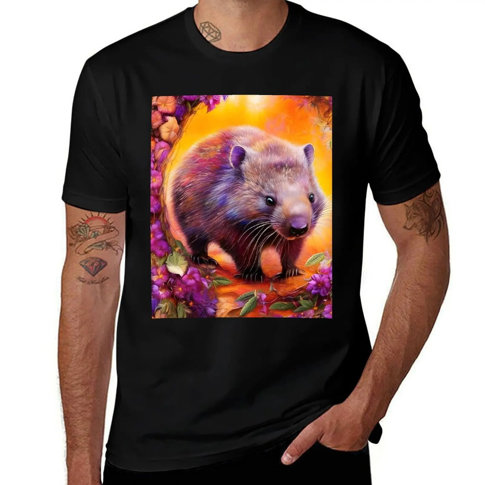 

Wombat flower queen T-Shirt t shirts with prints t shirt for man 100 percent cotton cotton t shirt man T-shirt