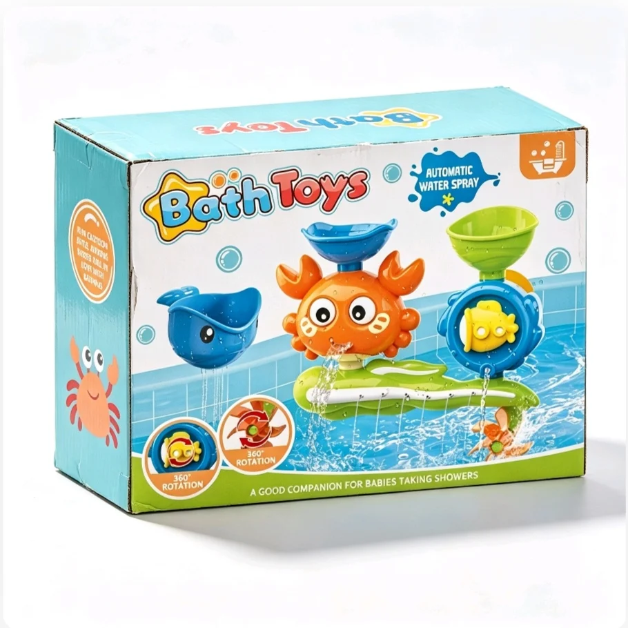 Juego de Agua Giratorio de Pared con Succión, Multispray, Rotación Interactiva, Juguete Acuático